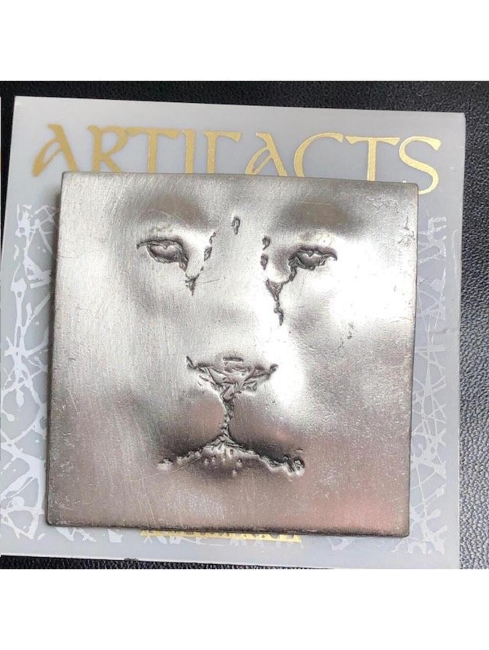 9810 Artifacts Silver Tone Lion Face Square Brooch Art Deco Style 2.5in